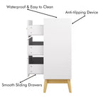 White 3-Drawer Storage Cabinet with Rose Gold Handles – MDF, Single