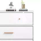 White 3-Drawer Storage Cabinet with Rose Gold Handles – MDF, Single