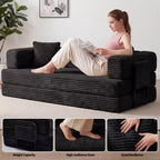 Corduroy 5-in-1 Convertible Sofa Bed, Folding Floor Couch, Seats & Sleeps 2