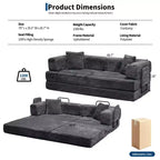 Corduroy 5-in-1 Convertible Sofa Bed, Folding Floor Couch, Seats & Sleeps 2