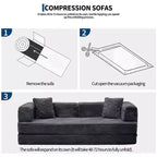 Corduroy 5-in-1 Convertible Sofa Bed, Folding Floor Couch, Seats & Sleeps 2