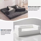 Corduroy 5-in-1 Convertible Sofa Bed, Folding Floor Couch, Seats & Sleeps 2