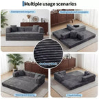 Corduroy 5-in-1 Convertible Sofa Bed, Folding Floor Couch, Seats & Sleeps 2