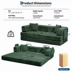 Corduroy 5-in-1 Convertible Sofa Bed, Folding Floor Couch, Seats & Sleeps 2