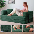 Corduroy 5-in-1 Convertible Sofa Bed, Folding Floor Couch, Seats & Sleeps 2