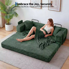 Corduroy 5-in-1 Convertible Sofa Bed, Folding Floor Couch, Seats & Sleeps 2