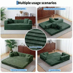 Corduroy 5-in-1 Convertible Sofa Bed, Folding Floor Couch, Seats & Sleeps 2