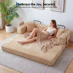 Corduroy 5-in-1 Convertible Sofa Bed, Folding Floor Couch, Seats & Sleeps 2