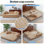 Corduroy 5-in-1 Convertible Sofa Bed, Folding Floor Couch, Seats & Sleeps 2