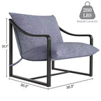Brown / Gray Sling Accent Chair – Metal Frame, Single Seat, Removable Cushion