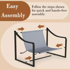 Brown / Gray Sling Accent Chair – Metal Frame, Single Seat, Removable Cushion