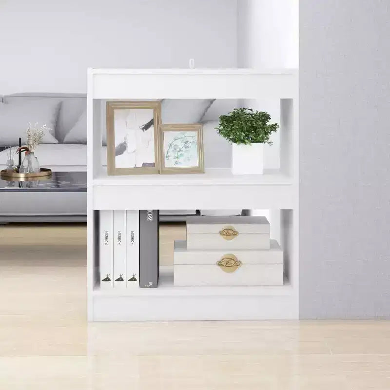 White Engineered Wood 2-Shelf Bookcase, Single-Person Assembly