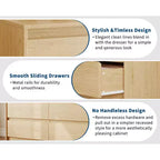 6-Drawer Dresser, Push-to-Open, Natural Oak, 1-Person