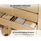 6-Drawer Dresser, Push-to-Open, Natural Oak, 1-Person