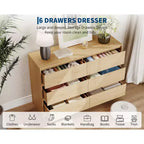 6-Drawer Dresser, Push-to-Open, Natural Oak, 1-Person