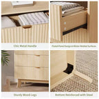 5-Drawer Dresser, Fluted Panel, Natural Oak, Set of 2