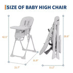 Blue / Grey / Pink Foldable High Chair for 1 Toddler, Height & Backrest Adjustable