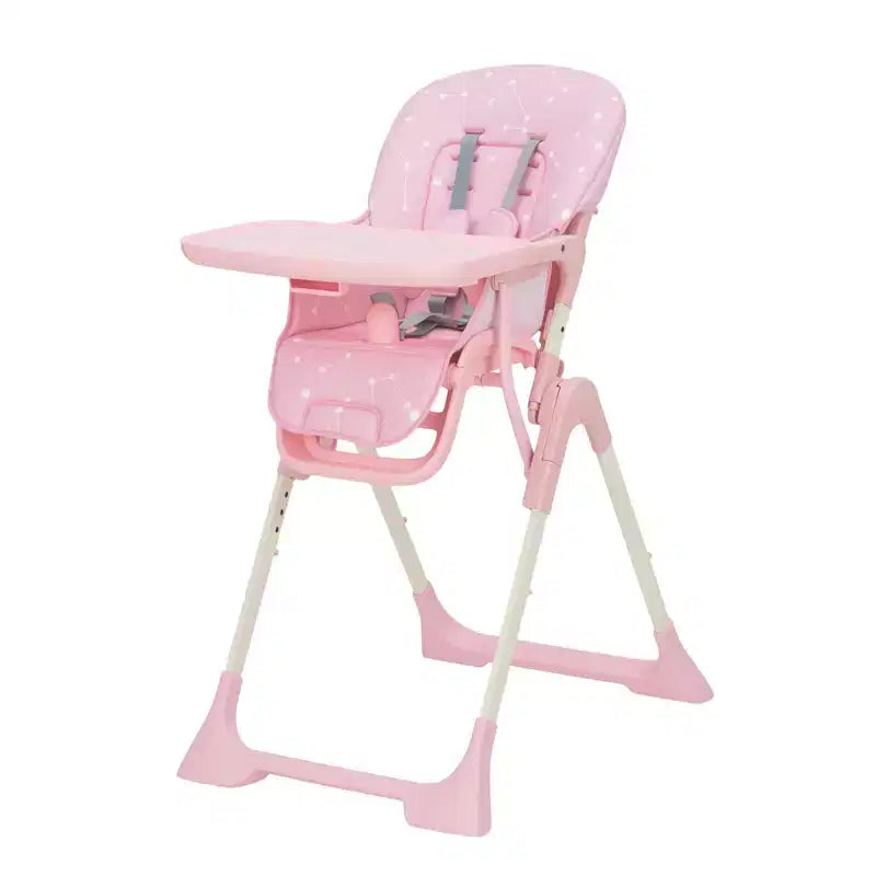 Blue / Grey / Pink Foldable High Chair for 1 Toddler, Height & Backrest Adjustable