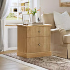 Brown Fluted 2-Drawer Nightstand, 1-Person