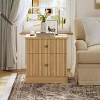 Brown Fluted 2-Drawer Nightstand, 1-Person