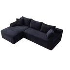 Black / Green Corduroy L-Shape Sectional Sofa, 2-Piece, Seats 4
