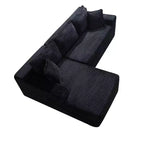 Black / Green Corduroy L-Shape Sectional Sofa, 2-Piece, Seats 4