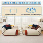 Beige Boho Modular Sofa, 4-Seat Sectional Couch with Colorful Woven Detail
