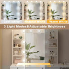 White Vanity Desk with Mirror, LED Lights & Power Outlet – 1 Person, Modern Style