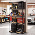 Black 5-Tier Metal Shelving Unit, Set of 3, 2-Person Assembly