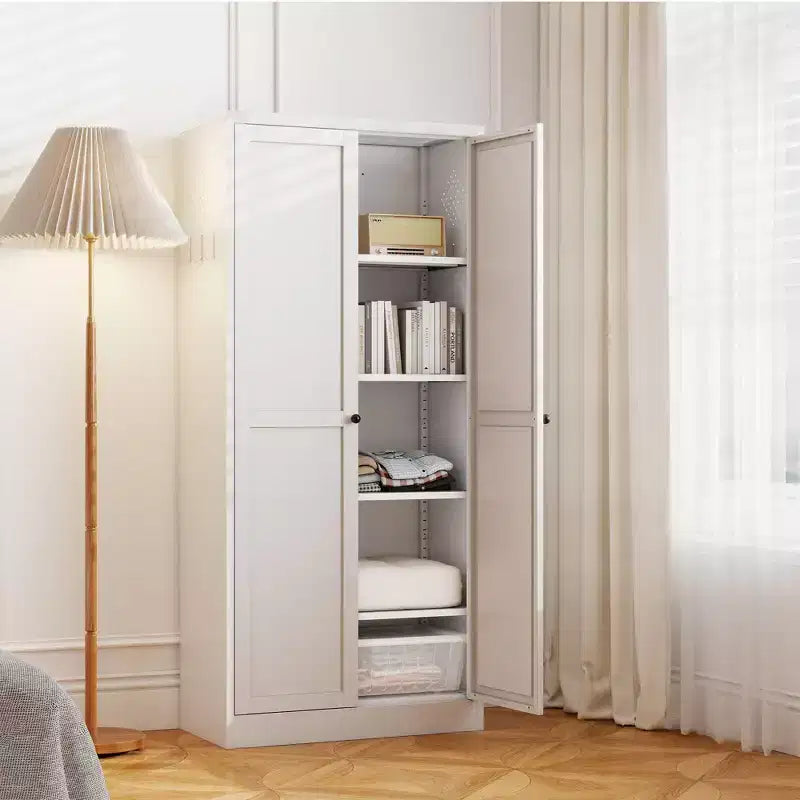 Black / White Fluted Metal Pantry Cabinet, 2-Door Freestanding Storage, Single