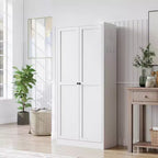 Black / White Fluted Metal Pantry Cabinet, 2-Door Freestanding Storage, Single