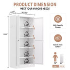 Black / White Fluted Metal Pantry Cabinet, 2-Door Freestanding Storage, Single