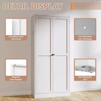 Black / White Fluted Metal Pantry Cabinet, 2-Door Freestanding Storage, Single