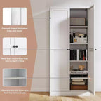Black / White Fluted Metal Pantry Cabinet, 2-Door Freestanding Storage, Single
