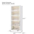 Black/White 5-Tier Glass Door Display Cabinet with LED, Single-Person Assembly