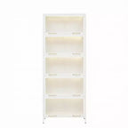 Black/White 5-Tier Glass Door Display Cabinet with LED, Single-Person Assembly
