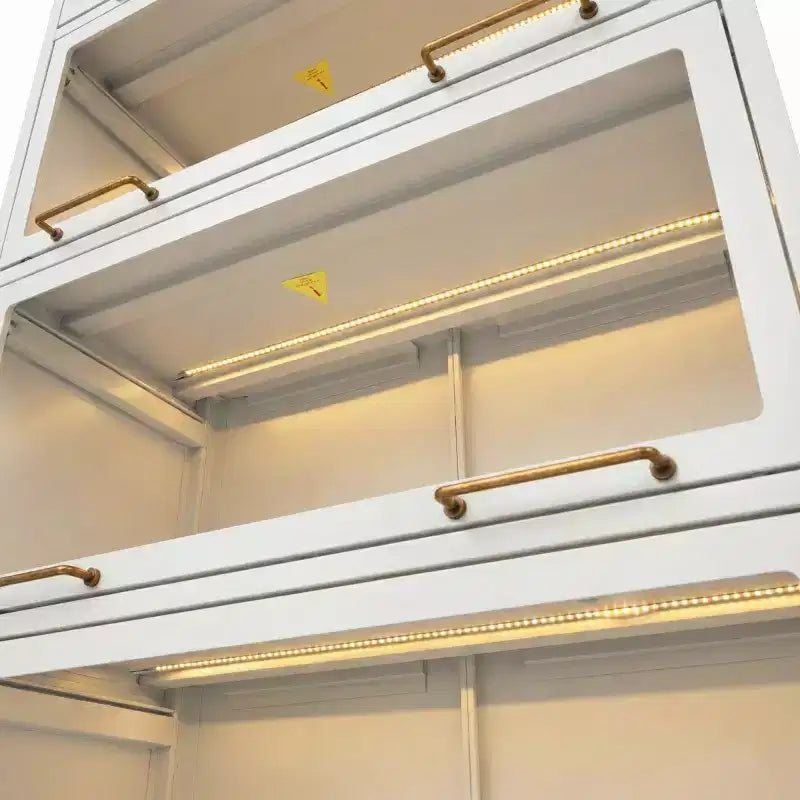 Black/White 5-Tier Glass Door Display Cabinet with LED, Single-Person Assembly