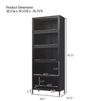 Black/White 5-Tier Glass Door Display Cabinet with LED, Single-Person Assembly