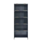 Black/White 5-Tier Glass Door Display Cabinet with LED, Single-Person Assembly