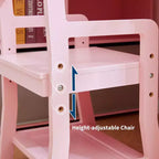 Natural Wood Kids Desk & Chair Set, 1-Child Study Workstation with Storage