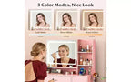 Lighted Vanity Desk with Mirror, Drawer, Cabinet & Shelves – Black / Brown / Pink / White – 1 Person