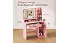 Lighted Vanity Desk with Mirror, Drawer, Cabinet & Shelves – Black / Brown / Pink / White – 1 Person