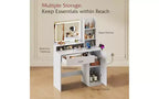 Lighted Vanity Desk with Mirror, Drawer, Cabinet & Shelves – Black / Brown / Pink / White – 1 Person