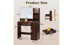 Lighted Vanity Desk with Mirror, Drawer, Cabinet & Shelves – Black / Brown / Pink / White – 1 Person