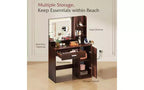 Lighted Vanity Desk with Mirror, Drawer, Cabinet & Shelves – Black / Brown / Pink / White – 1 Person