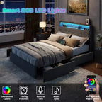 Dark Gray Full Upholstered Platform Bed with Storage, 1-Person