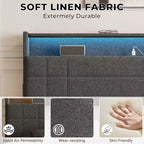 Dark Gray Full Upholstered Platform Bed with Storage, 1-Person