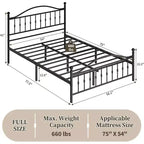Black Metal Bed Frame, Vintage Round Headboard & Footboard, Full/Queen