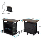 3-Tier Wine Bar Cabinet, Brown & Black, Open Shelf