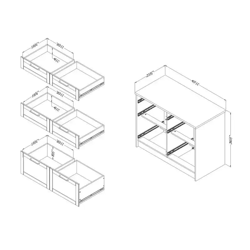 White & Maple Nutmeg 6-Drawer Kitchen Island, 1-Person